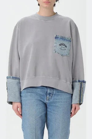 Moschino Felpa a girocollo con dettagli in denim