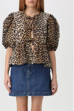 Ganni Top in cotone organico animalier