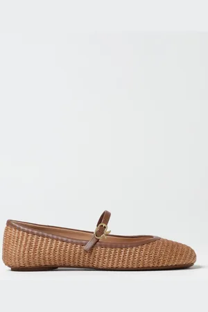 Gianvito Rossi Ballerina Carla in rafia e nappa