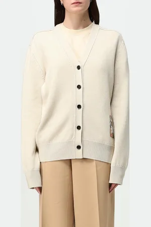 Burberry Cardigan in lana con logo applicato