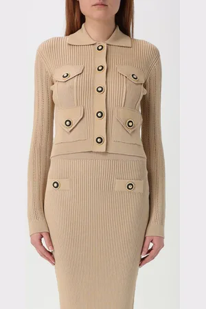 Balmain Cardigan in maglia lavorata a coste traforata