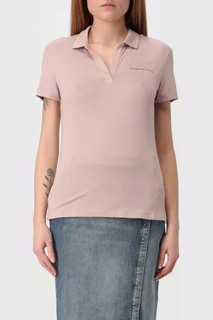 EA7 Polo in misto cotone con logo laminato