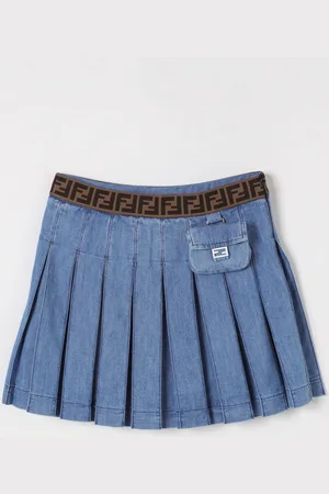 Fendi Gonna di jeans a pieghe con pochette FF