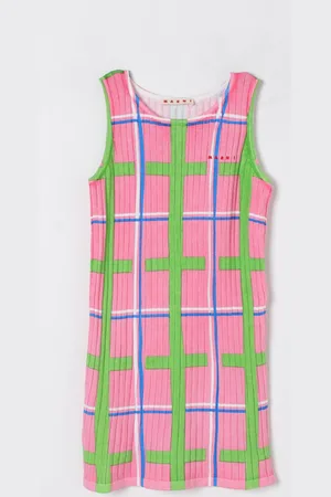 Marni Abito a quadri in cotone a coste stretch