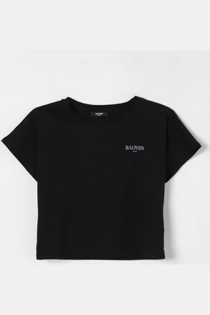 Balmain T-shirt crop in cotone con logo