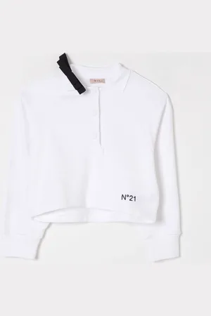 Nº21 Polo in cotone con fiocco e logo
