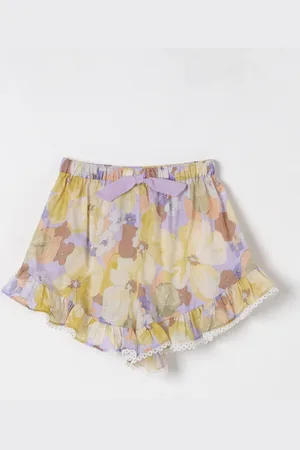 ZIMMERMANN Shorts floreale con rouches in cotone