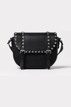 VALENTINO GARAVANI Borsa Rockstud Messenger in pelle a grana