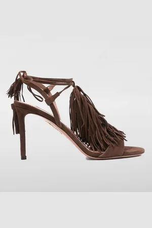 Aquazzura Sandalo Gytane in camoscio con frange