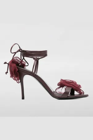 MAGDA BUTRYM Sandalo in nappa con rose di tulle applicate