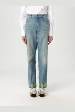 VALENTINO Jeans in denim vintage con bordi jacquard
