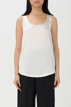 Brunello Cucinelli Top in seta con monile nickel-free