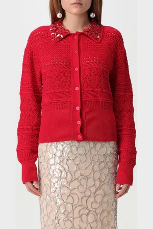 Des Phemmes Cardigan in cotone con collo ricamato