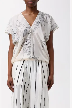 ALYSI Blusa in raso con stampa floreale