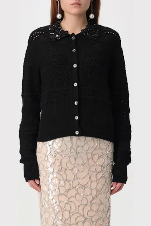 Des Phemmes Cardigan in cotone con collo ricamato