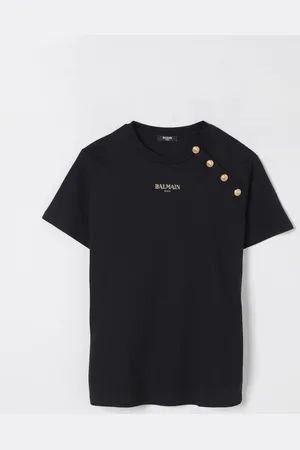 Balmain T-shirt con mini logo e bottoni