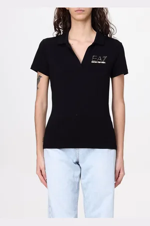 EA7 Polo in misto cotone con logo laminato
