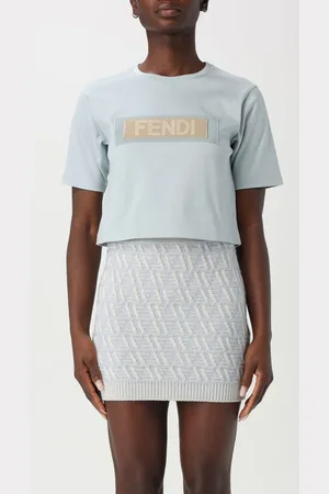 Fendi T-shirt crop in cotone con logo