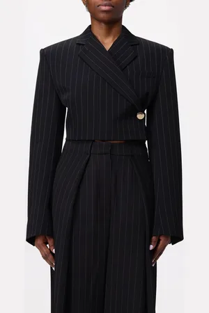 Sportmax Blazer cropped in misto viscosa con stampa gessata