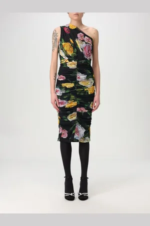 Dolce & Gabbana Abito monospalla in tulle stampato