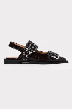 Ganni Ballerina in vernice stampa pitone