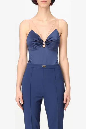 Elisabetta Franchi Body in lycra con spalline in tulle