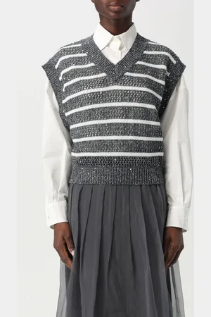 Brunello Cucinelli Gilet in misto lino con paillettes