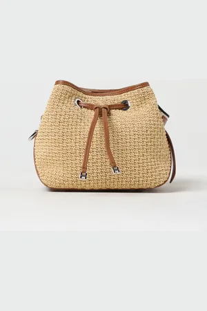 Hogan Borsa a secchiello Hocket Mini in rafia intrecciata e pelle