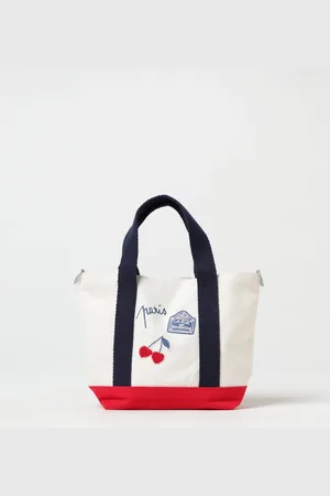 BONPOINT Borsa in cotone con ricami Cherry