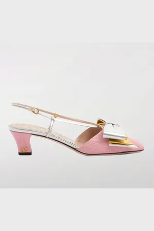VALENTINO GARAVANI Slingback Bowow in nappa laminata e tessuto con fiocco