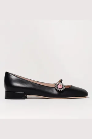 VALENTINO GARAVANI Ballerina in pelle con bottone gioiello