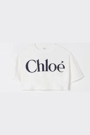 Chloé T-shirt cropped in cotone con logo