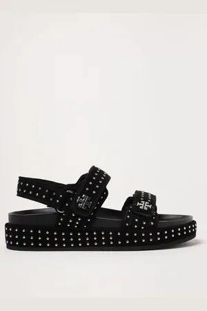 Tory Burch Sandalo Kira Sport in camoscio con borchie all over