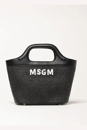 Msgm Borsa a mano in rafia e pelle sintetica