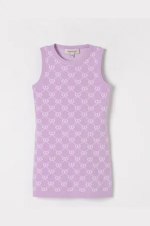Twin-Set Abito in maglia di viscosa con logo all-over