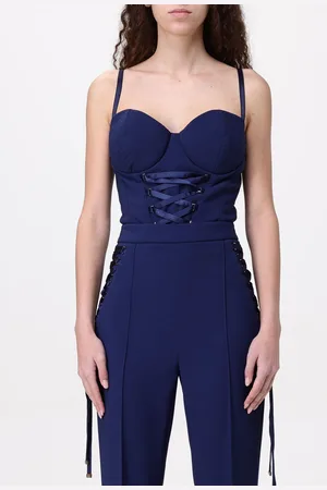 Elisabetta Franchi Body a corsetto in crêpe con lacci criss-cross