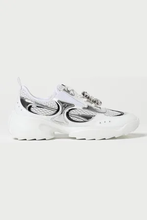 Roger Vivier Sneakers in pelle e mesh con fibbia gioiello