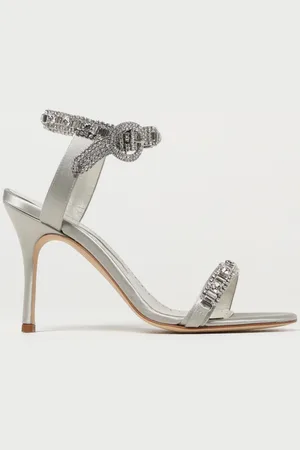 Manolo Blahnik Sandalo Asasan in raso con cristalli