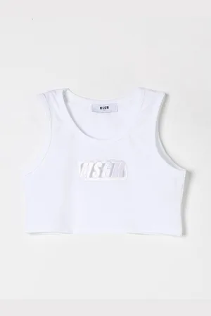 Msgm Canotta crop in cotone con logo