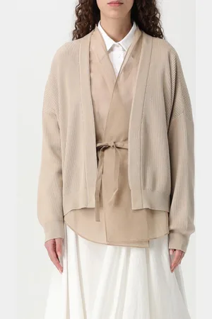 Brunello Cucinelli Cardigan double-layer in maglia e organza