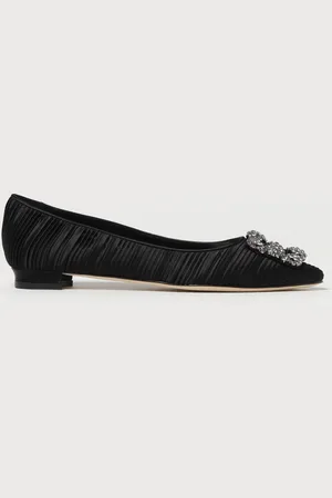 Manolo Blahnik Ballerina Hangisi in raso con fibbia gioiello