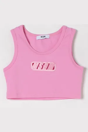 Msgm Canotta crop in cotone con logo