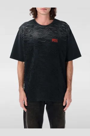Diesel T-shirt in cotone con rotture e logo