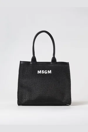 Msgm Borsa tote a spalla in rafia e pelle sintetica