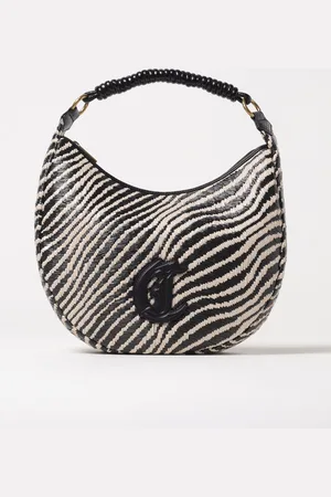 Roberto Cavalli Borsa in rafia intrecciata con motivo zebrato