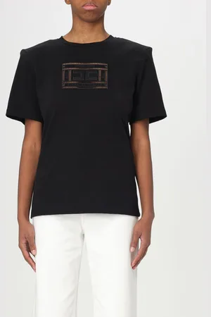 Elisabetta Franchi T-shirt in cotone con logo traforato