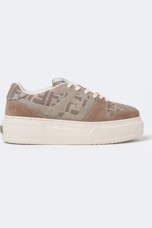 Fendi Sneakers Match in camoscio e misto cotone con FF jacquard
