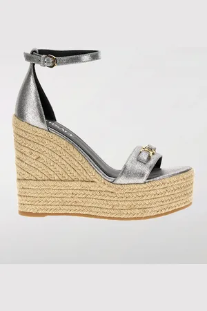 VERSACE Sandalo con zeppa Medusa in pelle laminata