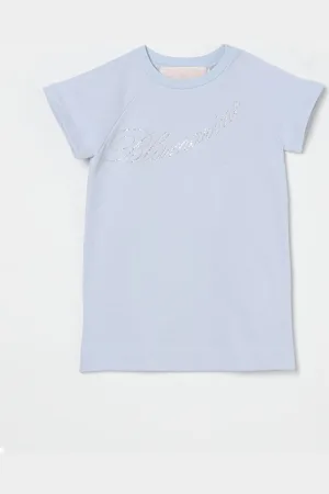 MISS BLUMARINE Abito a t-shirt con logo di strass