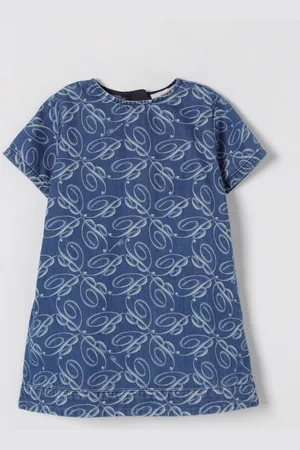 MISS BLUMARINE Abito di jeans con logo all-over